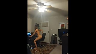 Spy cam while my wife rides black dildo webcaming on chaturbate.